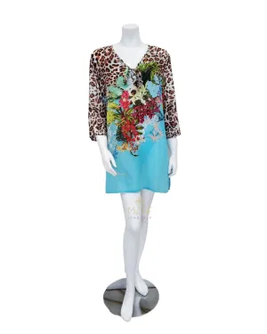 105/31605 Floral Paradise Turquoise Swim Cover Up