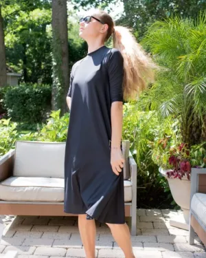 18FL201-BK Summer Black Swing Swim Dress Regular Length