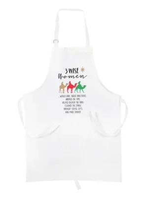 3 Wise Women Apron-White-Christmas