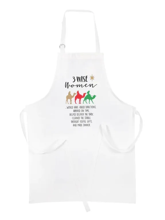 3 Wise Women Apron-White-Christmas