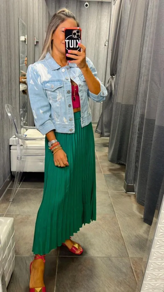 3048 Ruff sleeve crop denim jacket