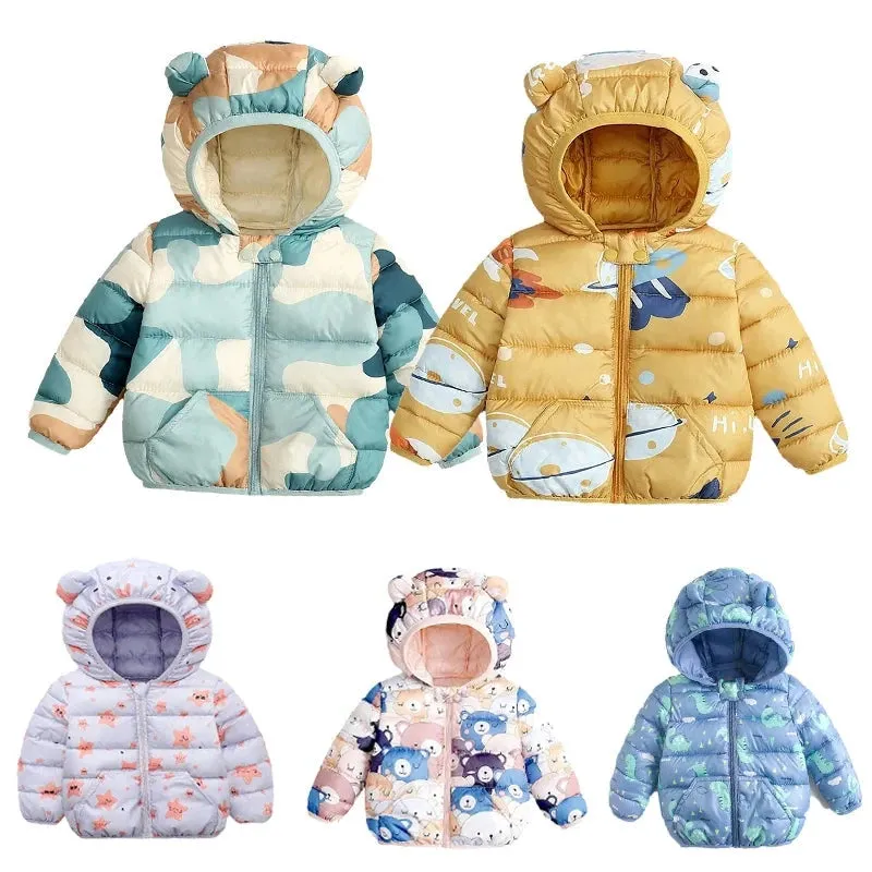 Baby/Kids Dinosaur & Floral Print Hooded Jackets