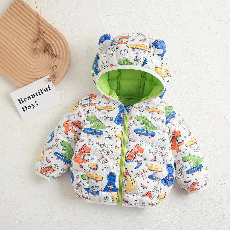 Baby/Kids Dinosaur & Floral Print Hooded Jackets
