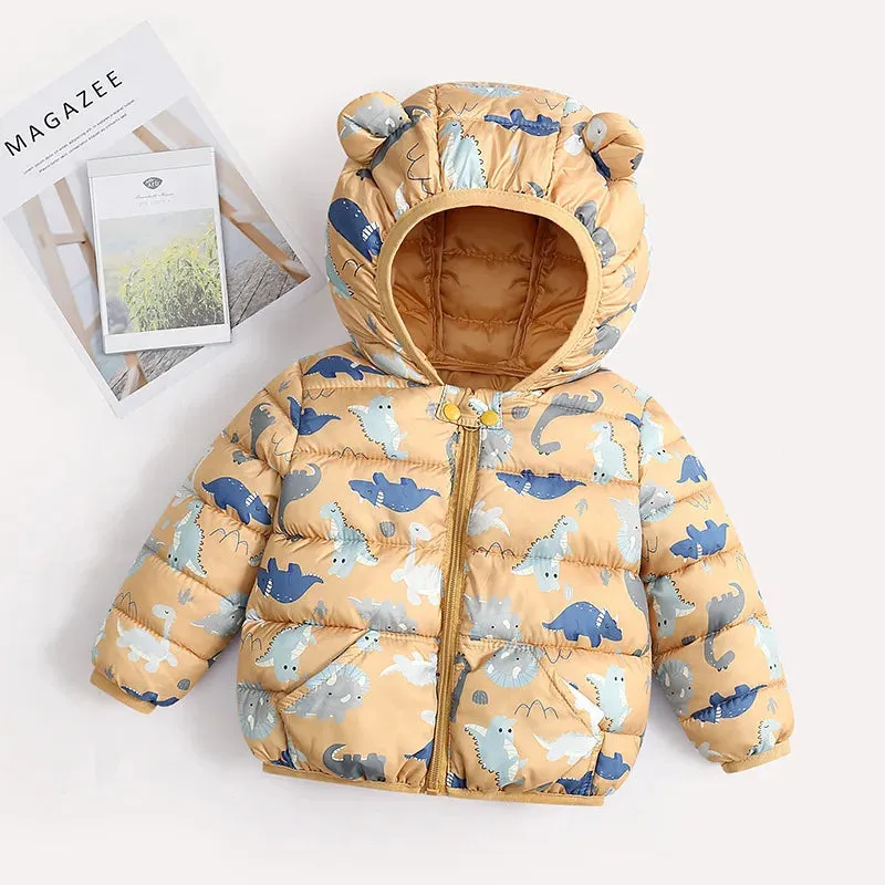 Baby/Kids Dinosaur & Floral Print Hooded Jackets