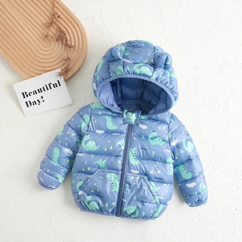 Baby/Kids Dinosaur & Floral Print Hooded Jackets
