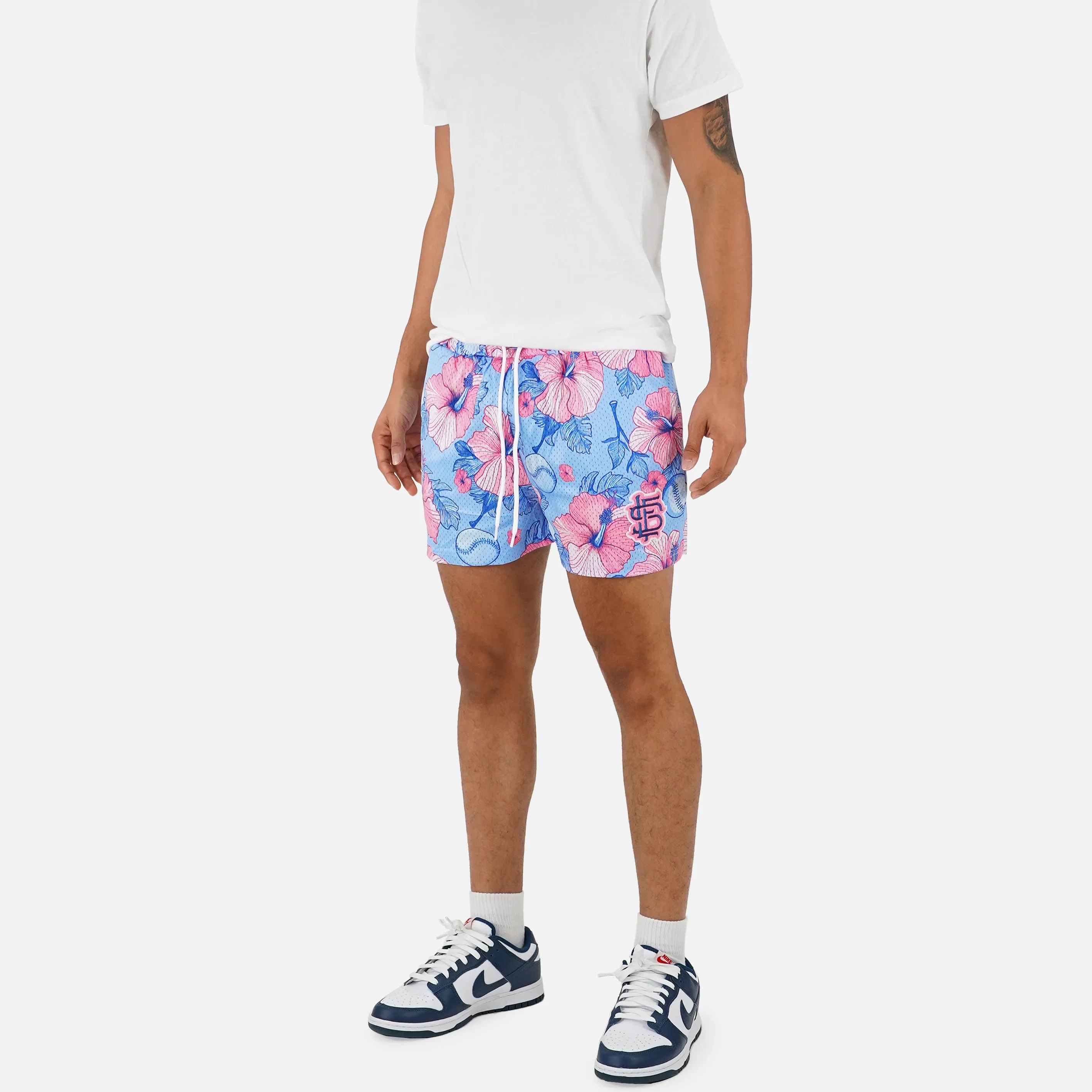 Baseball Hibiscus Shorts - 5"