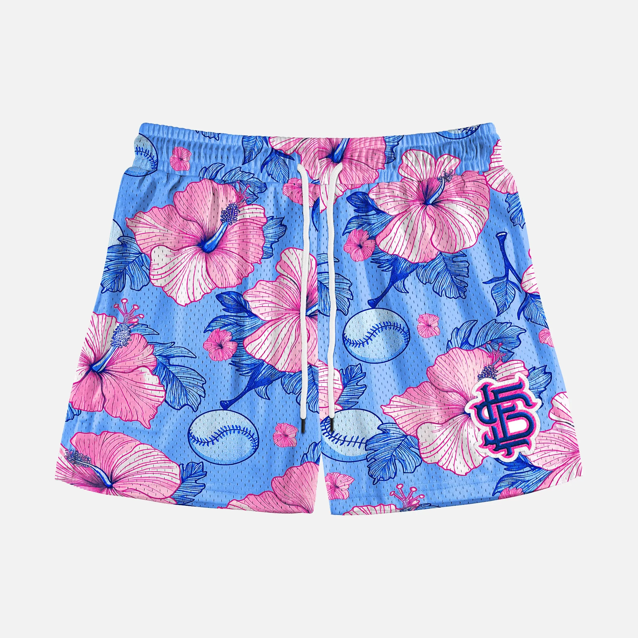 Baseball Hibiscus Shorts - 5"