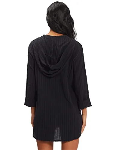 Billabong womens Cover-up Classic Lace Up Tunic Swim Cover Up, Black Pebble, X-Small US