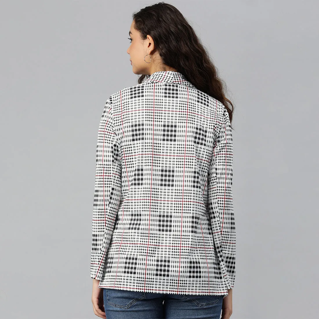 Black Glaze Print Semi Casual Blazer