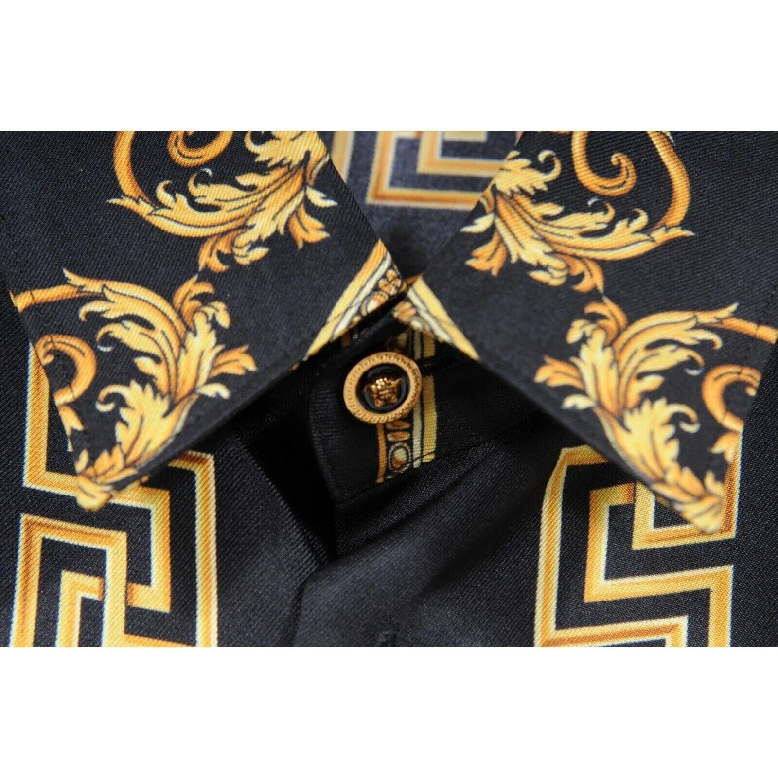 Black Gold Silk Baroque La Coupe Des Dieux Button Down Shirt