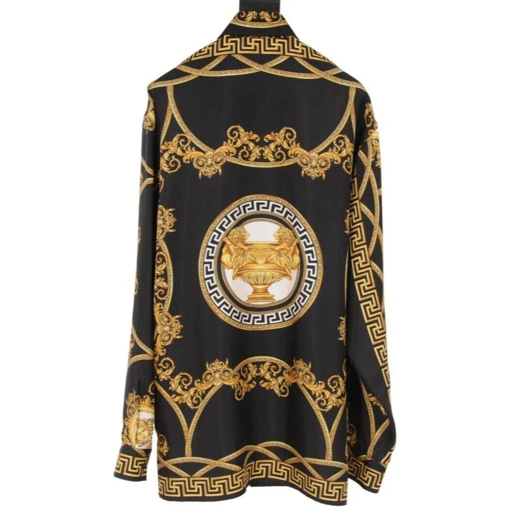 Black Gold Silk Baroque La Coupe Des Dieux Button Down Shirt