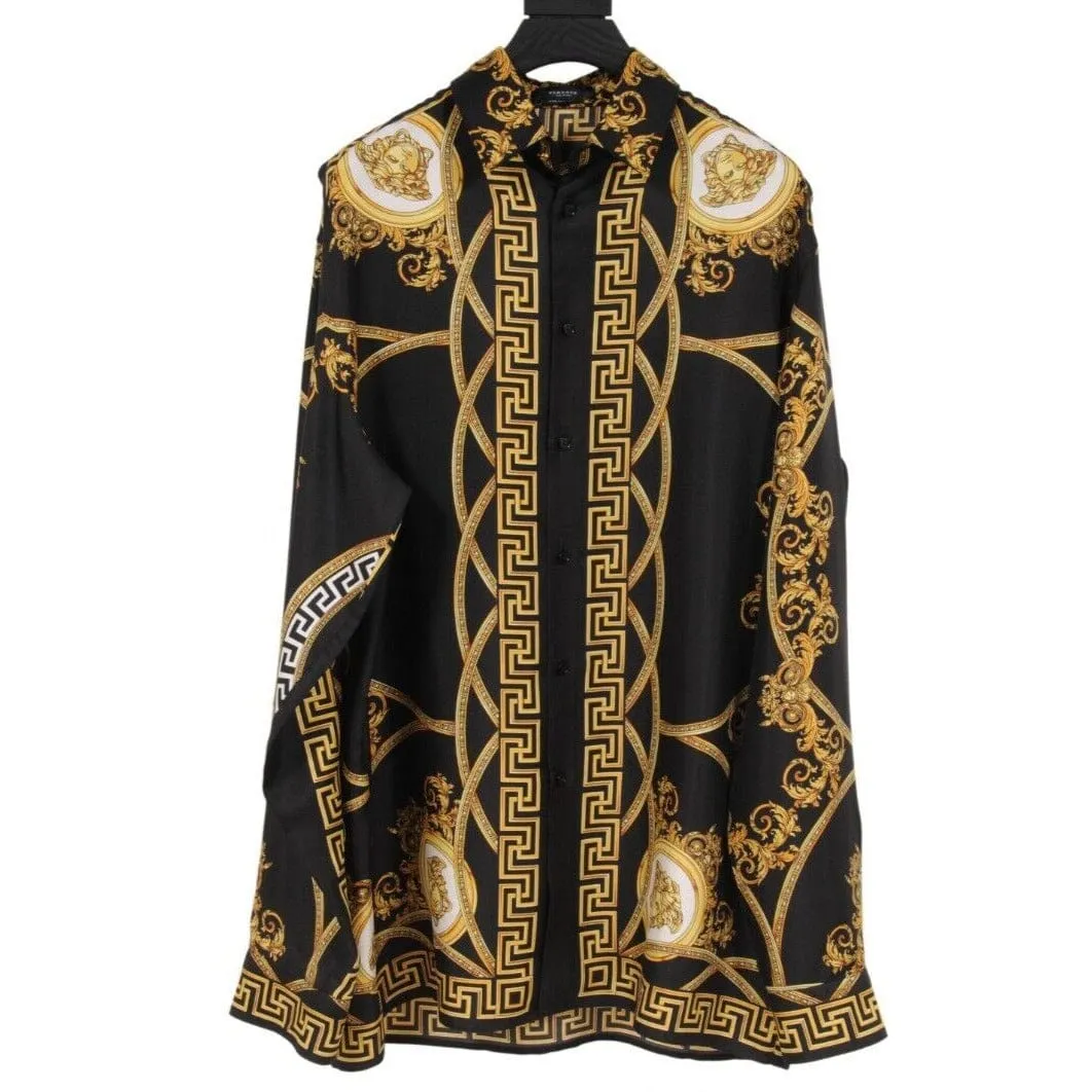 Black Gold Silk Baroque La Coupe Des Dieux Button Down Shirt