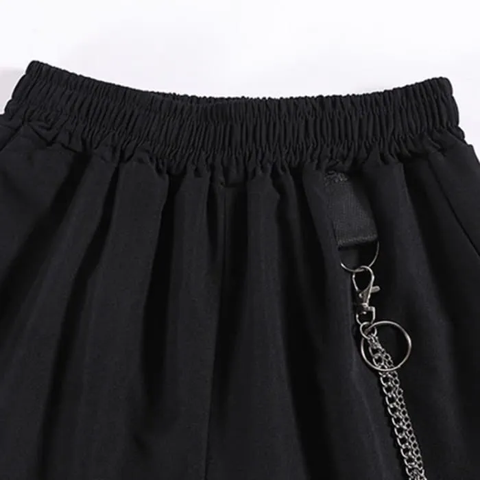 Black Lapel Blazer Wide Leg Chain Cargo Shorts