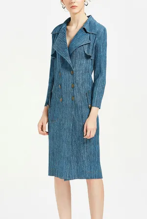 Blue Denim Printed Long Coat