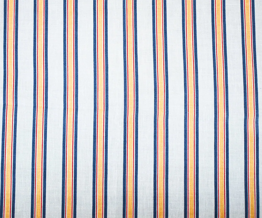 Blue-Red-Yellow Stripe Printed Linen Woven Fabric