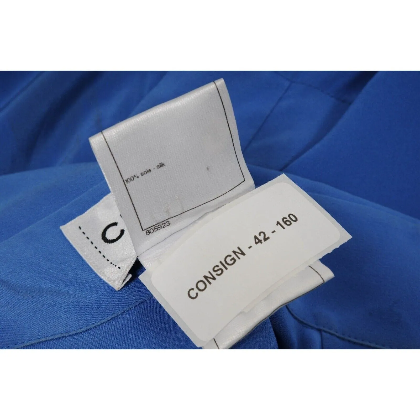 Blue Silk Pleated Blouse Shirt Dress