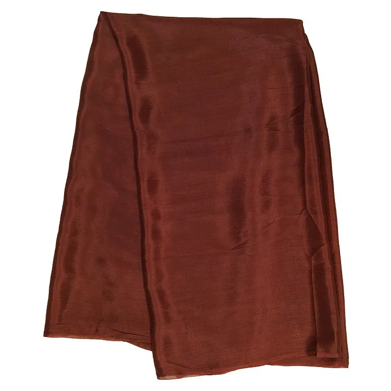 Brown Plain Viscose Chinon Chiffon Fabric (Wholesale)