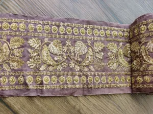 Brown Sequins and Zari Work Embroidered Border