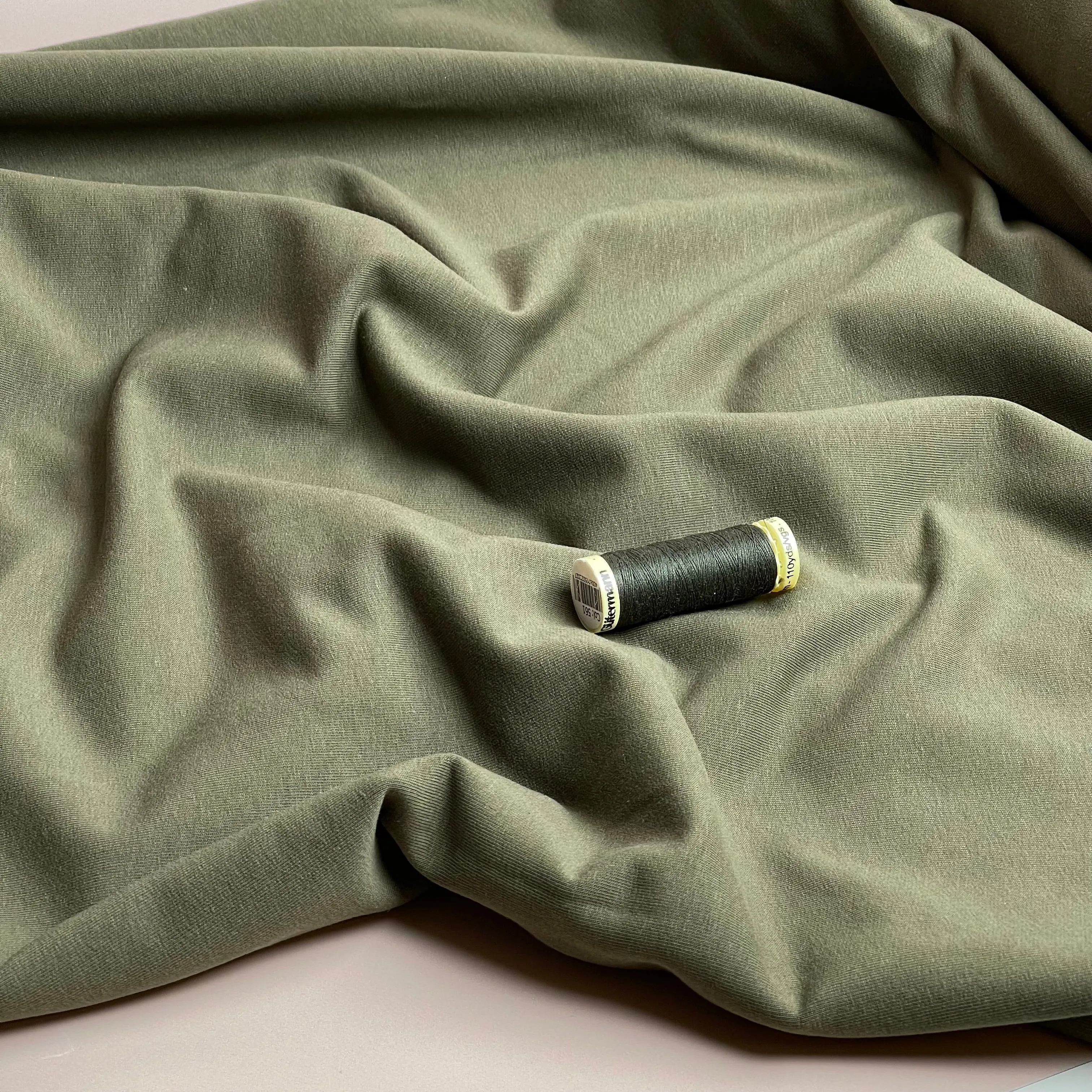 Brushed Cotton Sweat-shirting in Burnt Olive