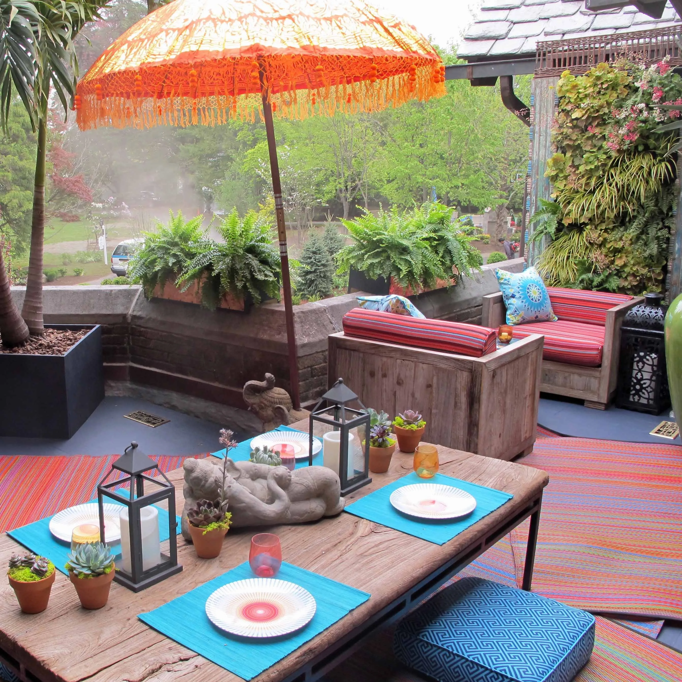 Cancun Multicolour Red Toned Melange Outdoor Large Rug
