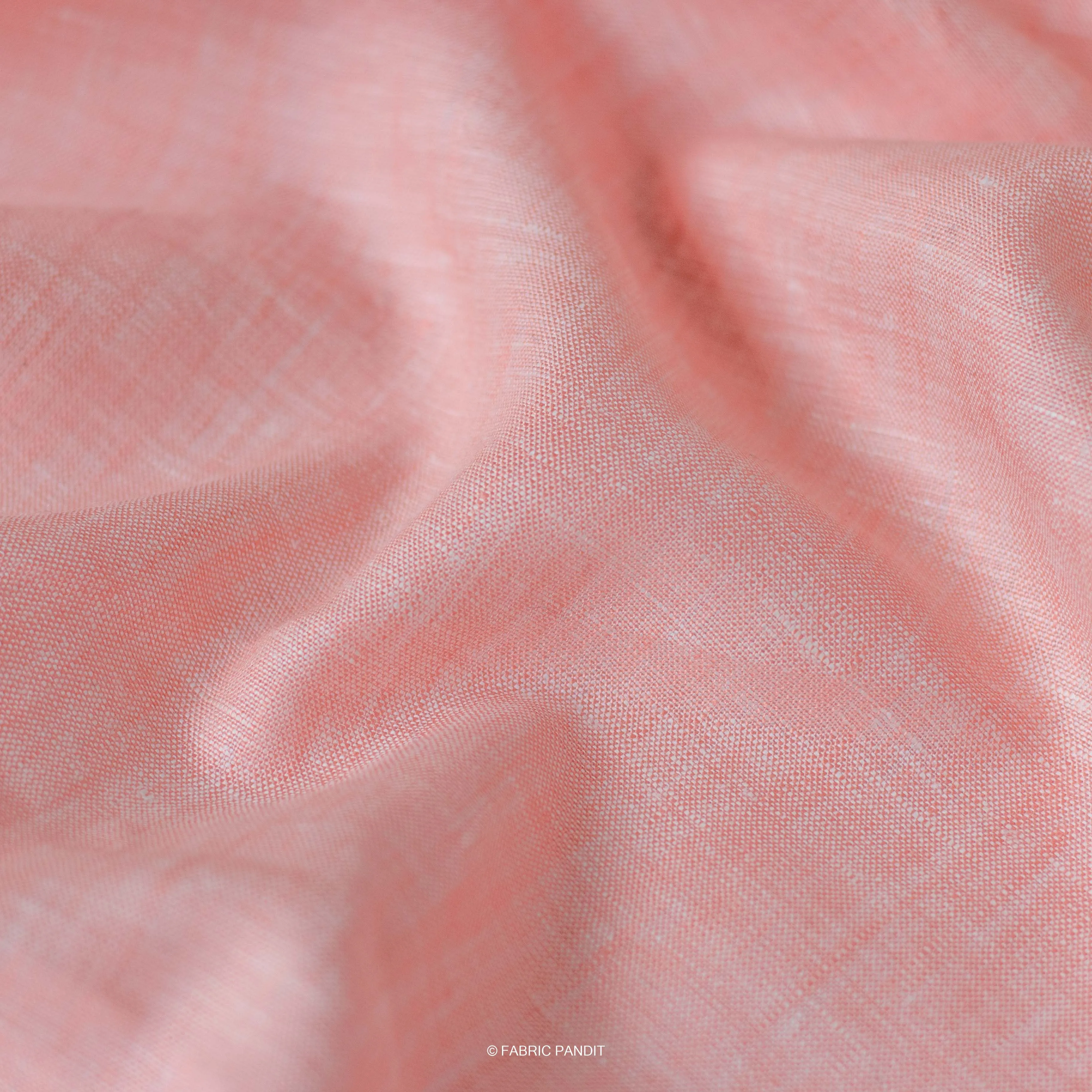 Candlelight Peach Color Plain Yarn Dyed 60 Lea Pure Linen Fabric (58 Inches)