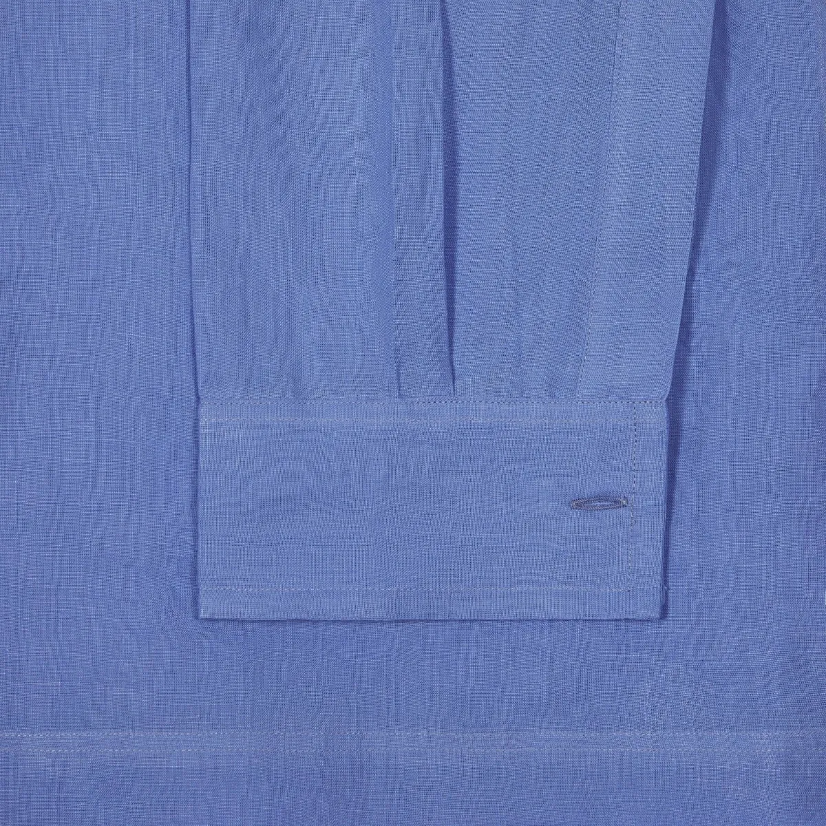 Casual Fit Linen Button Cuff Shirt in Blue Lagoon