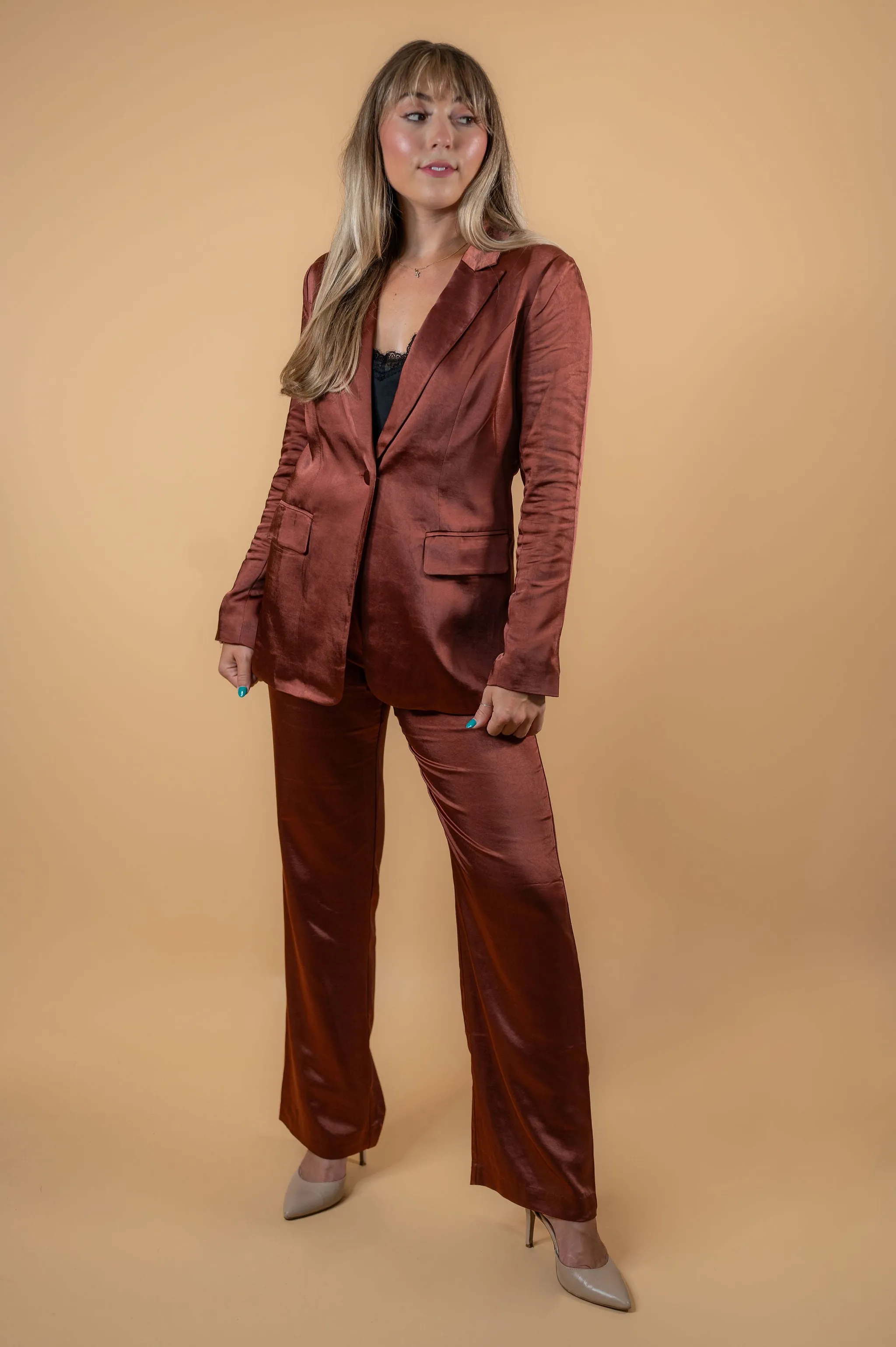 Chocolate Dreams Satin Blazer