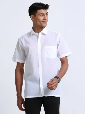 Cotton Linen White Shirt Half Sleeve
