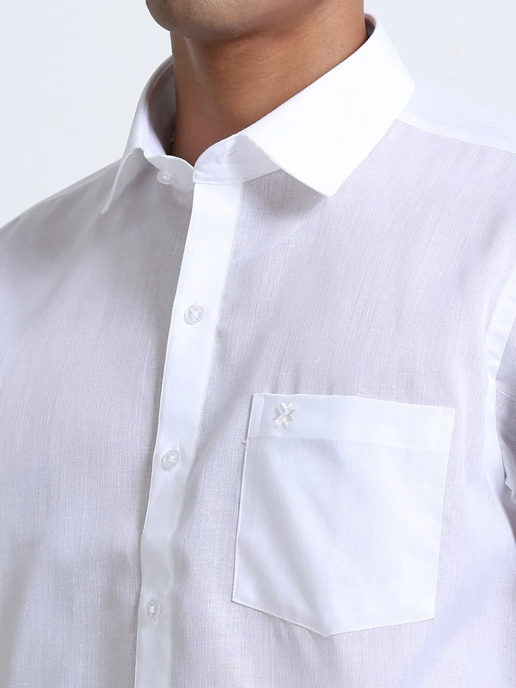 Cotton Linen White Shirt Half Sleeve