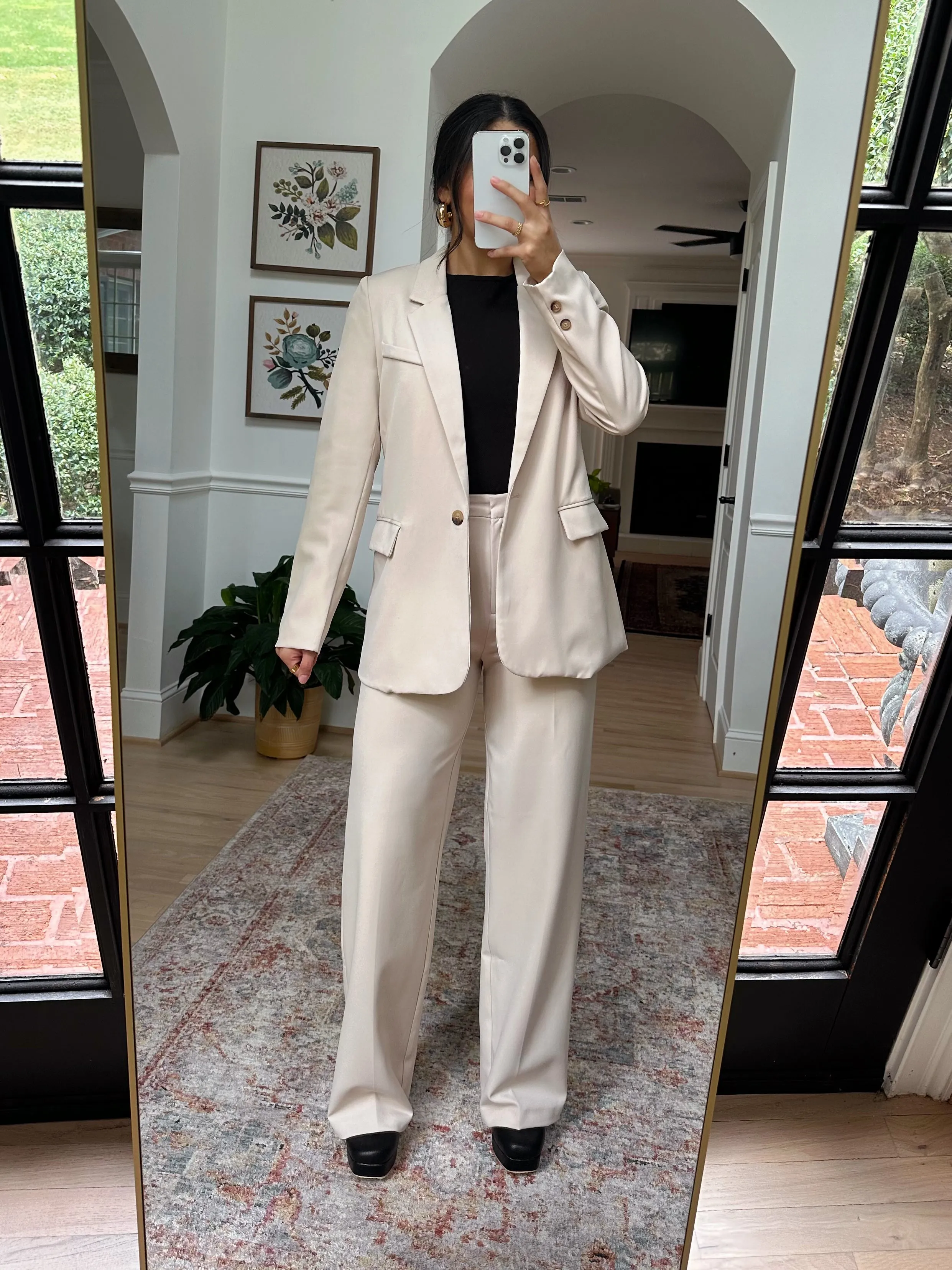 Cream Blazer & Trousers Set