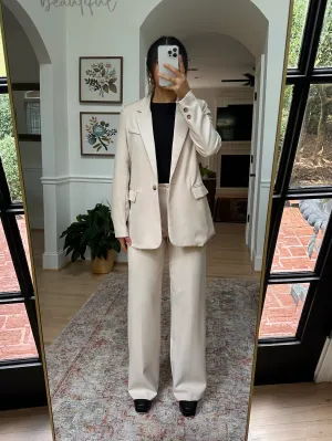 Cream Blazer & Trousers Set