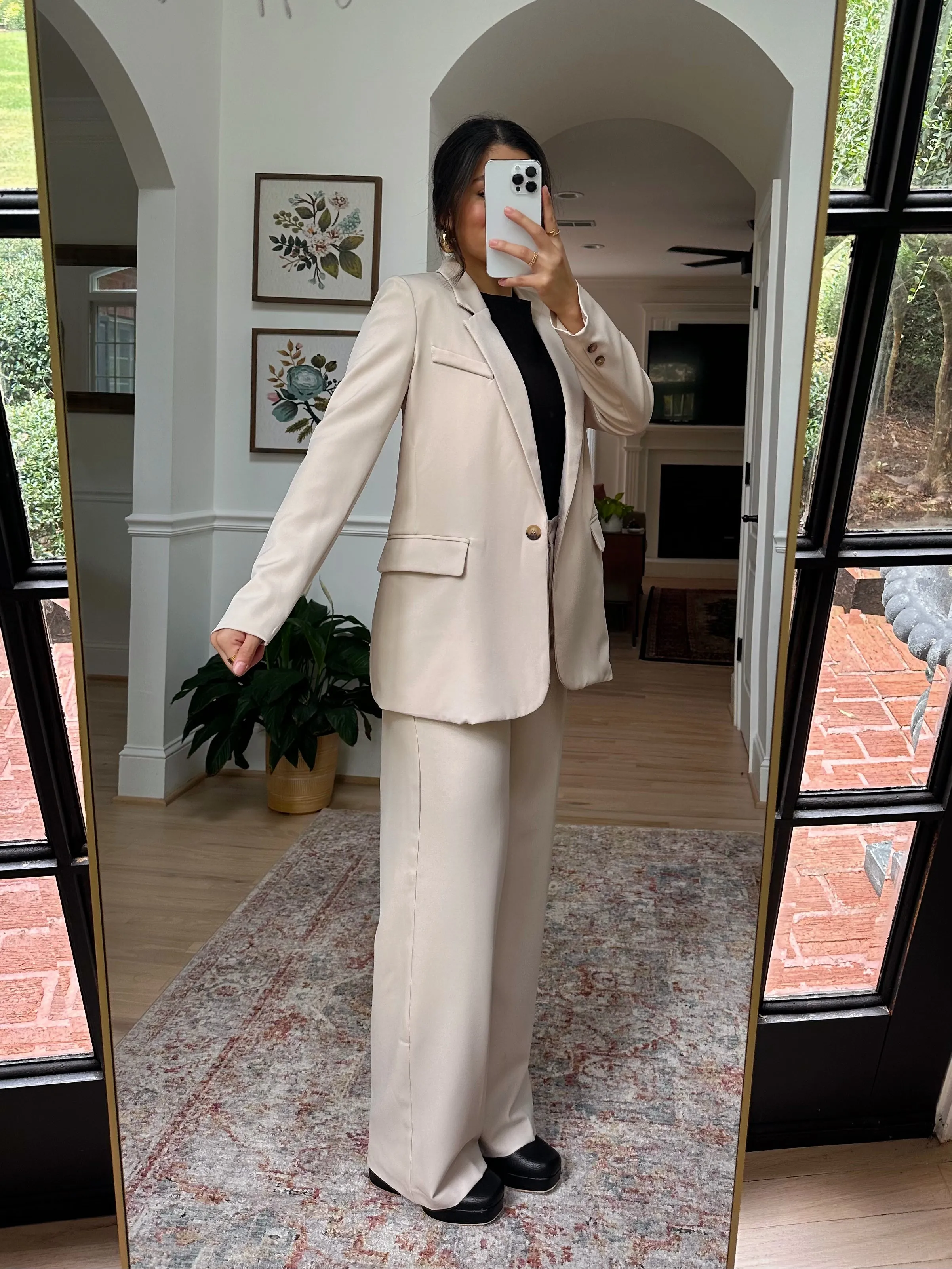 Cream Blazer & Trousers Set