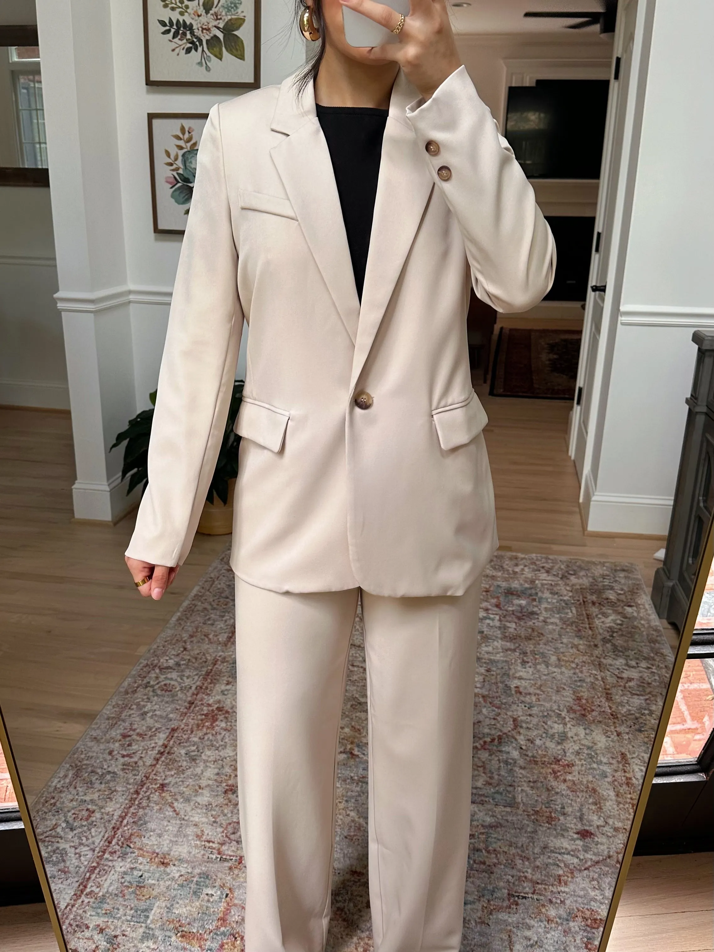 Cream Blazer & Trousers Set