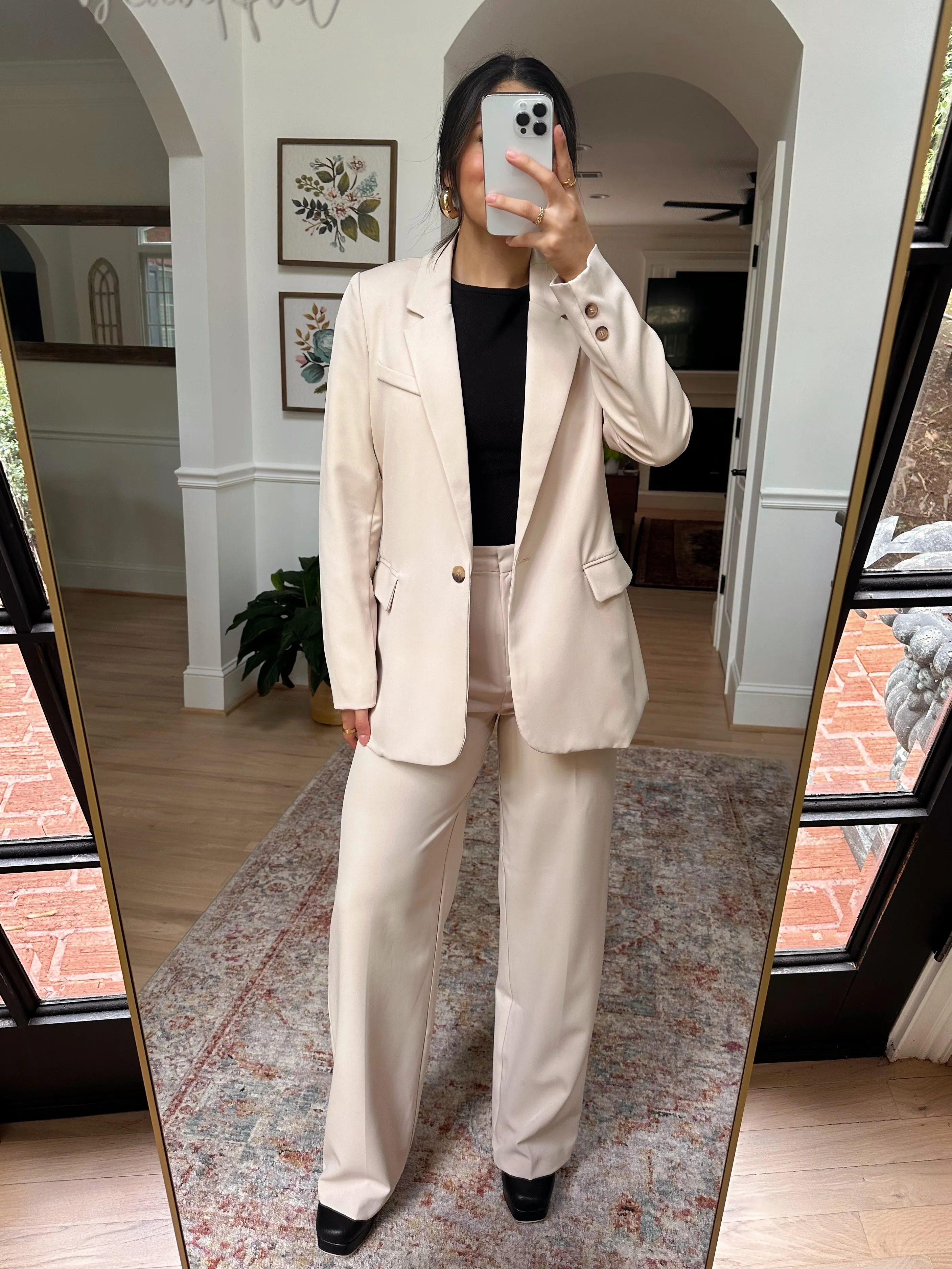 Cream Blazer & Trousers Set