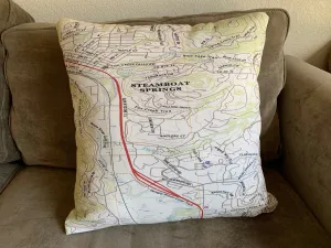 Custom Hiking Map Topo Chart Throw Pillow Recycled Polyester
