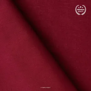 (CUT PIECE) Merlot Red Color Pure Cotton Linen Fabric (Width 42 Inches)