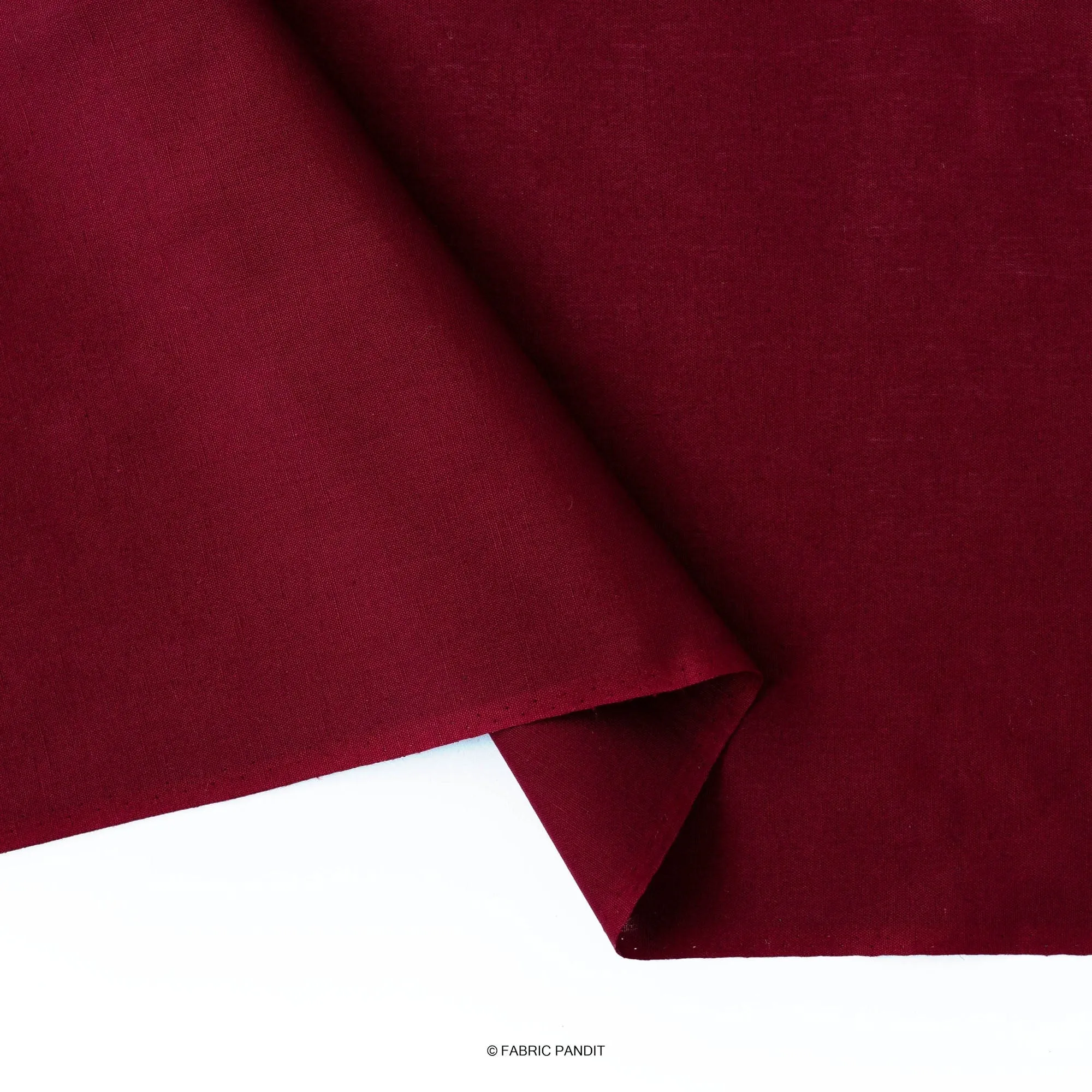 (CUT PIECE) Merlot Red Color Pure Cotton Linen Fabric (Width 42 Inches)