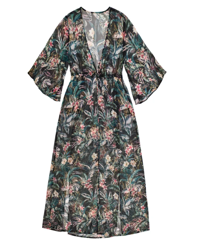 D000649 Kinabalu Printed Chiffon Swim Cover Up One Size