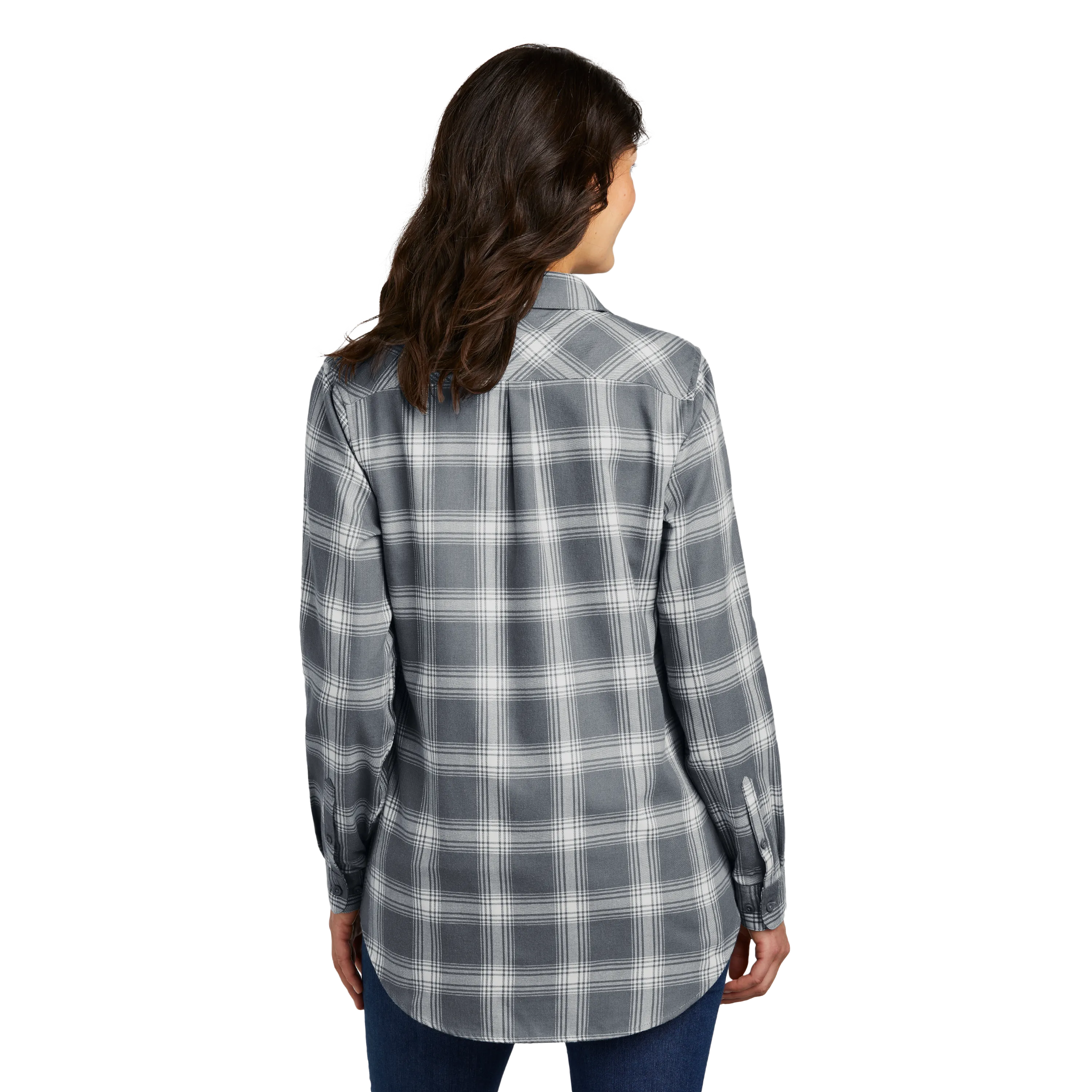 D1820W Ladies Plaid Flannel Tunic