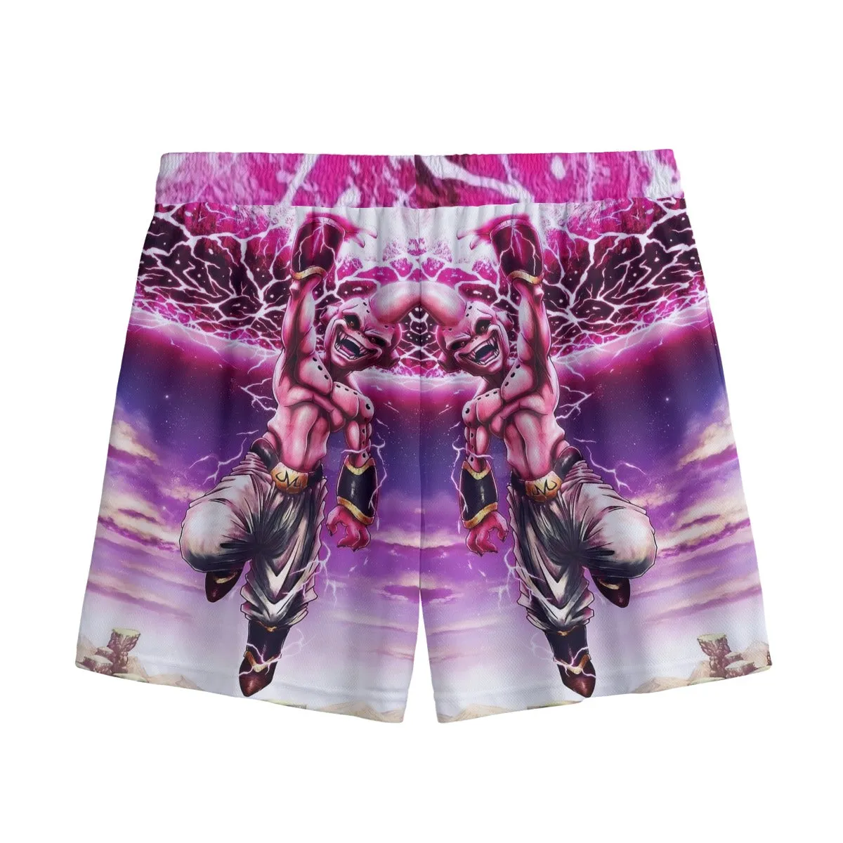 DBZ Kid Buu Super Villain Giant Ki Blast Realistic Design Mesh Shorts