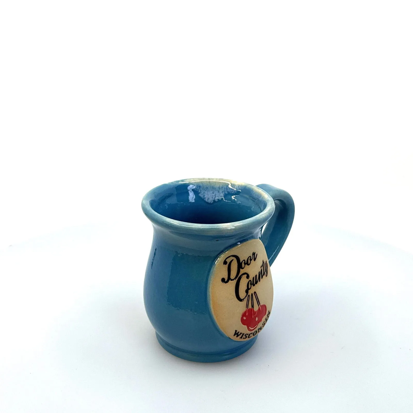 Door County Wisconsin (Cherries) Tourism Souvenir Blue Coffee Cup Mug 14oz