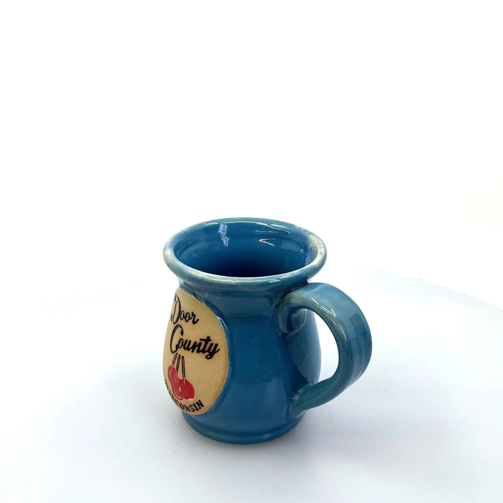 Door County Wisconsin (Cherries) Tourism Souvenir Blue Coffee Cup Mug 14oz