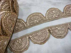 Dull Golden Zardozi Scalloped Trim