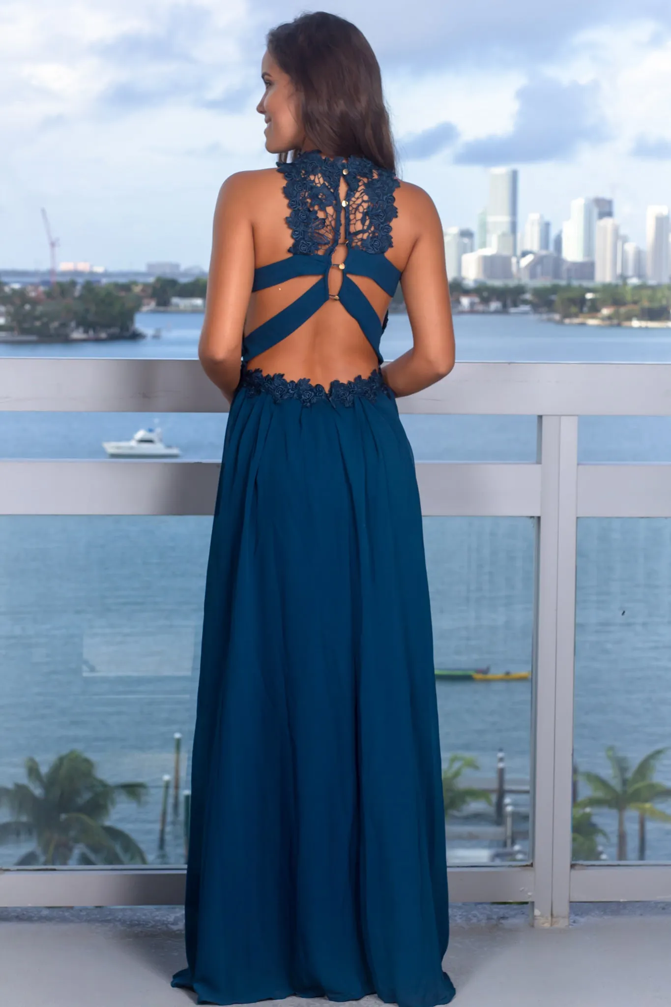 Emerald Embroidered Top Maxi Dress