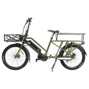 EUNORAU, G20 Electric, Mid-Drive, Long-Tail Cargo Bike, 24" - 500 Watt, 48V