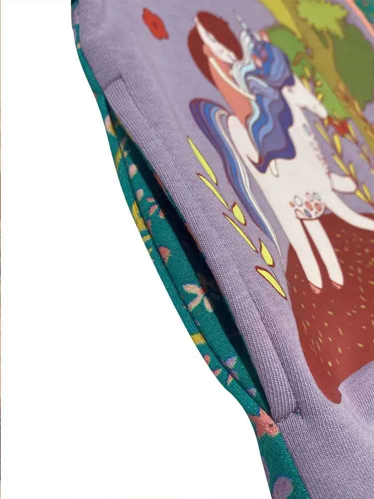 Floral Print Hooded Long Sleeve Jacket For Girls