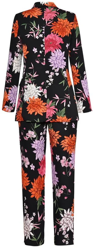 Floral Printed Blazer and Pant Suit