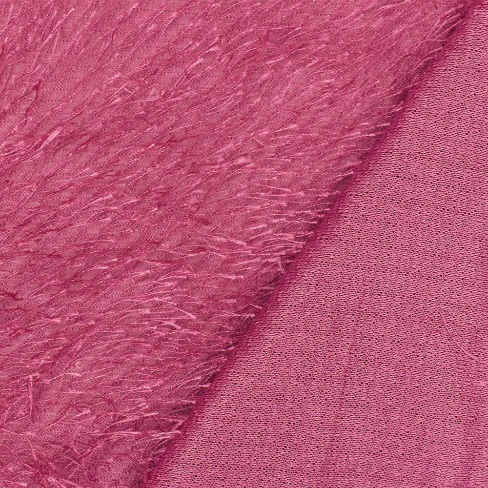 Glory Pink Texture Stretch Polyester Eyelash Sweater Knit
