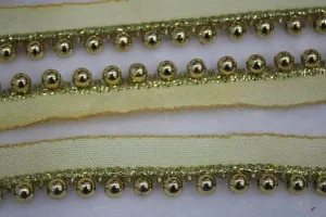 Golden Designer Pearl Work Embroidered Border