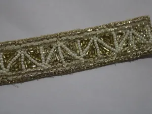 Golden Fancy Beads and Gota Work Embellished Embroidered Border